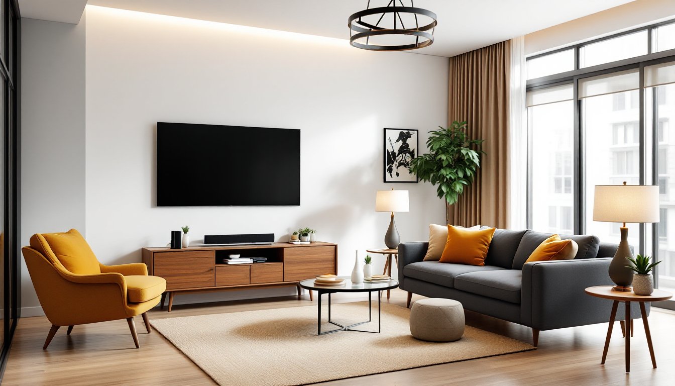 living room layout with tv